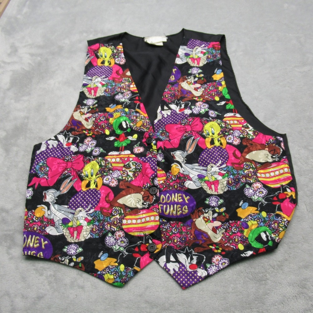 Looney Tunes Vest Unisex Men XS W Medium Tax Tweedy Bugs Easter Button VTG 1994
